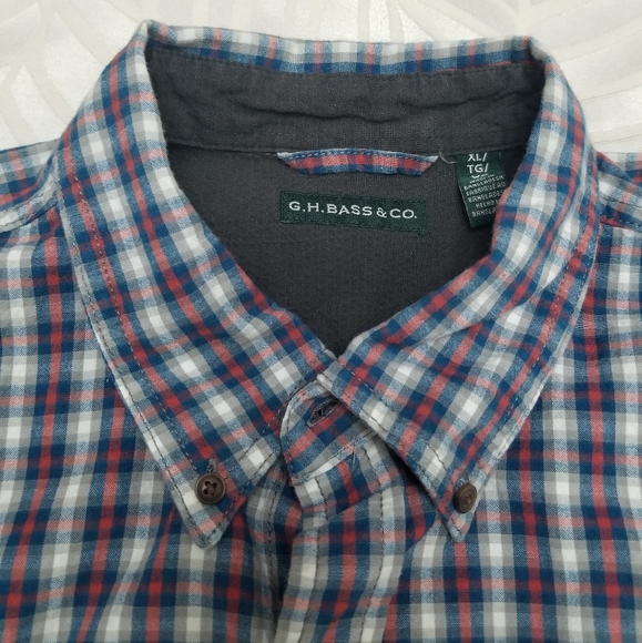 G.H. Bass & Co. Mens Button Down Shirt Size XL Blue and Red - Picture 2 of 6